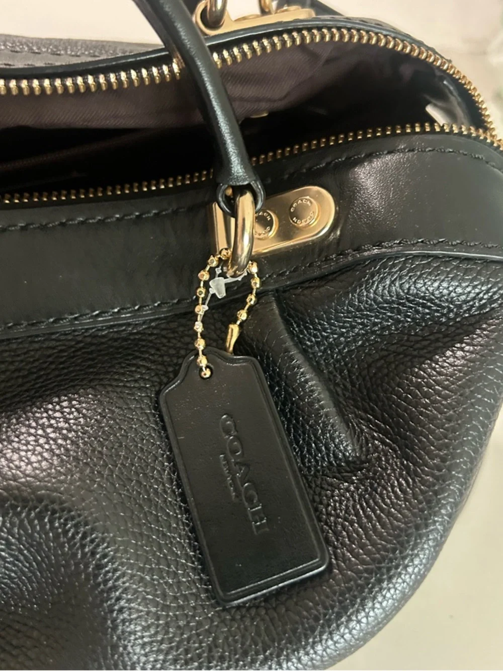 EUC Coach Lane Black Leather Satchel With Gold-Tone Hardware Dustbag Included - Picture 11 of 16